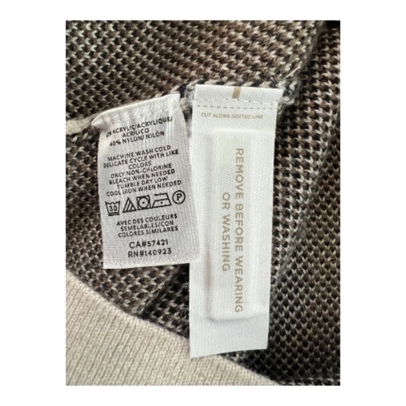 ๐ โจ NWOT LOFT Brown Beige Black Cream Plaid Button Front Cardigan | Size XL - Picture 7 of 8